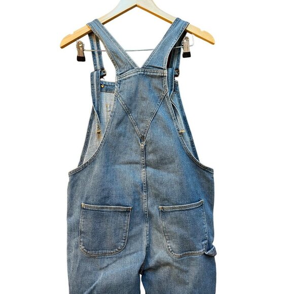 FRAME Le Garcon Denim Overalls in Stone Canyon Skinny Distressed Cropped Blue - Picture 6 of 10